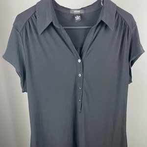 Black Short Sleeve Silver Button Alfani Top